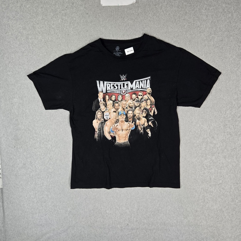 WWE Men Shirt L Black Graphic Wrestlemania Wrestlers Logo John Cena